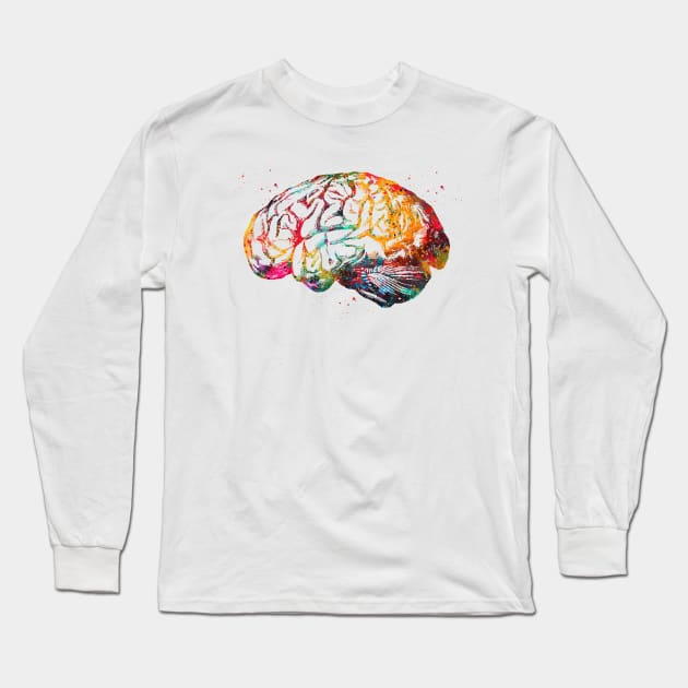 Human Brain Long Sleeve T-Shirt by erzebeth